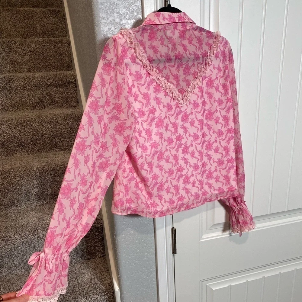 ALLISON NEW YORK DELILAH MINI SKIRT AND MATCHING TOP PINK FLORAL SET